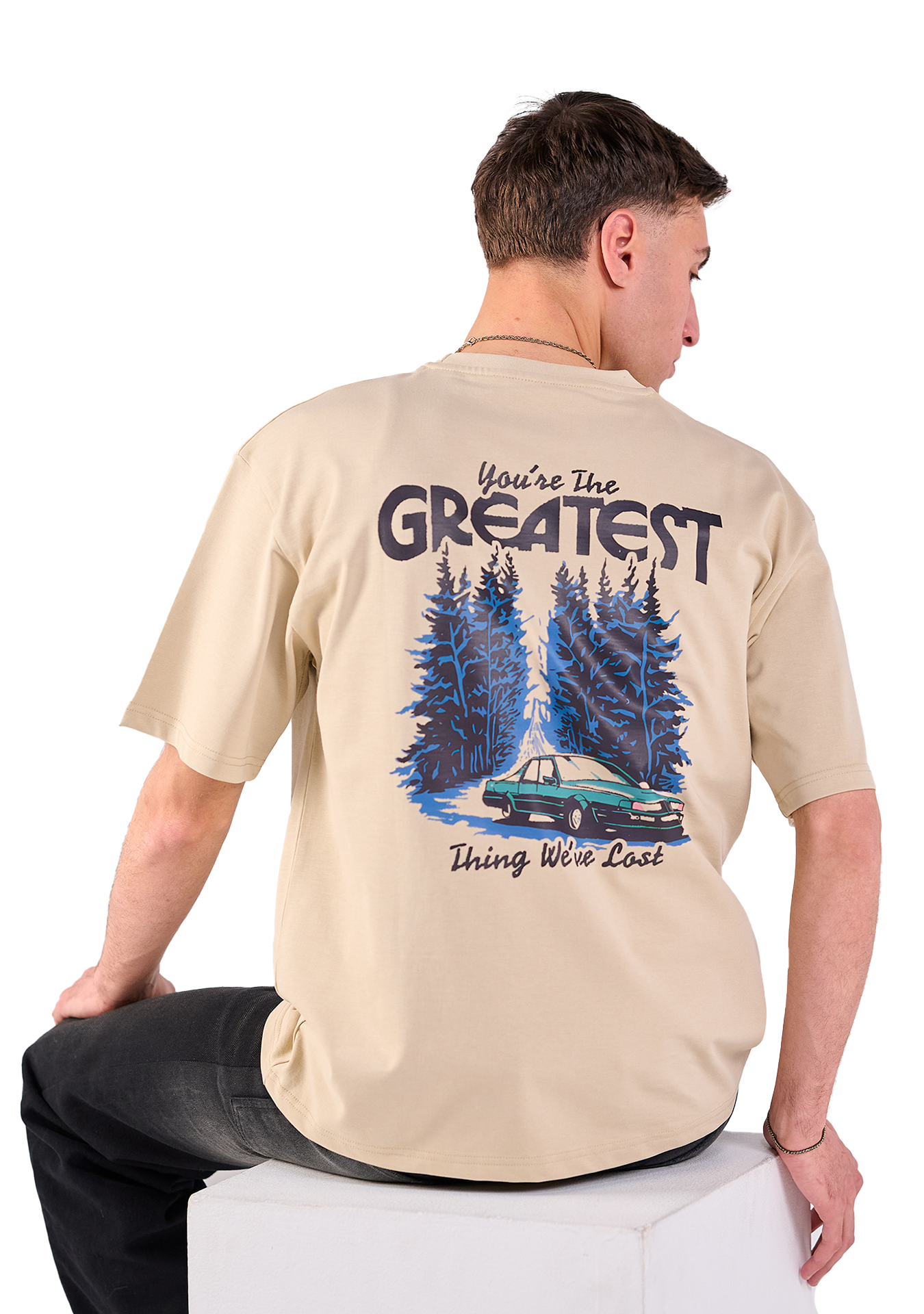 Oversize Fit Printed Short Sleeve T-shirt "You're The Greatest"