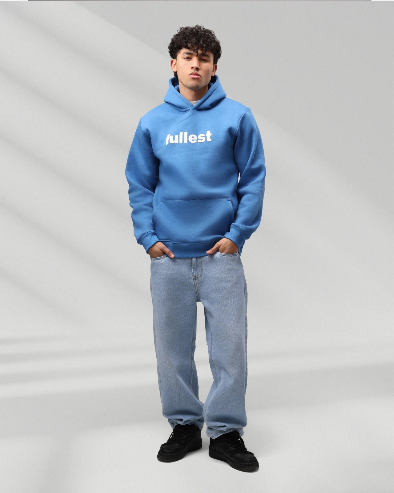 Men’s "Fullest" Graphic Fleece Hoodie – Azure Blue