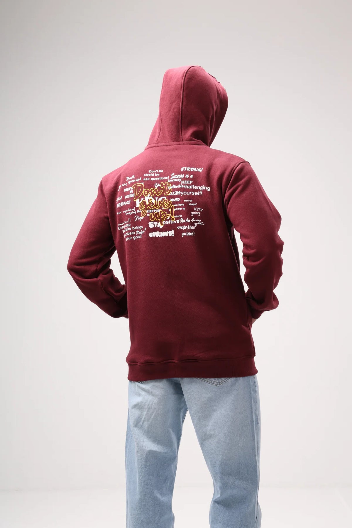 Don't Give Up Embroidered Zip-Up Hoodie product photo