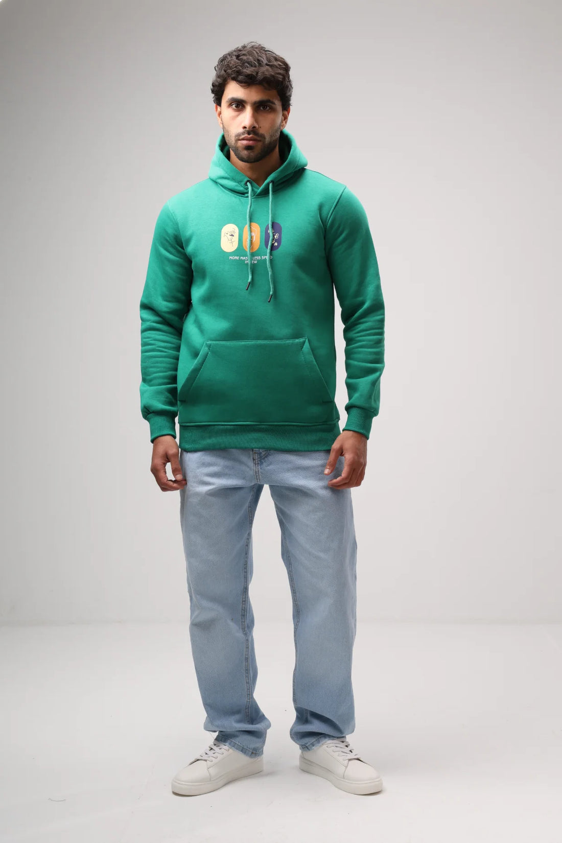 Artistic Graphic Fleece Hoodie – Emerald Green product photo