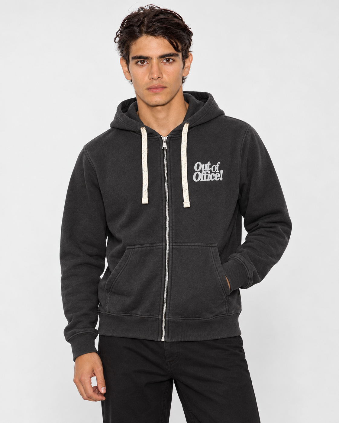 Out of Office Charcoal Zip-Up Hoodie