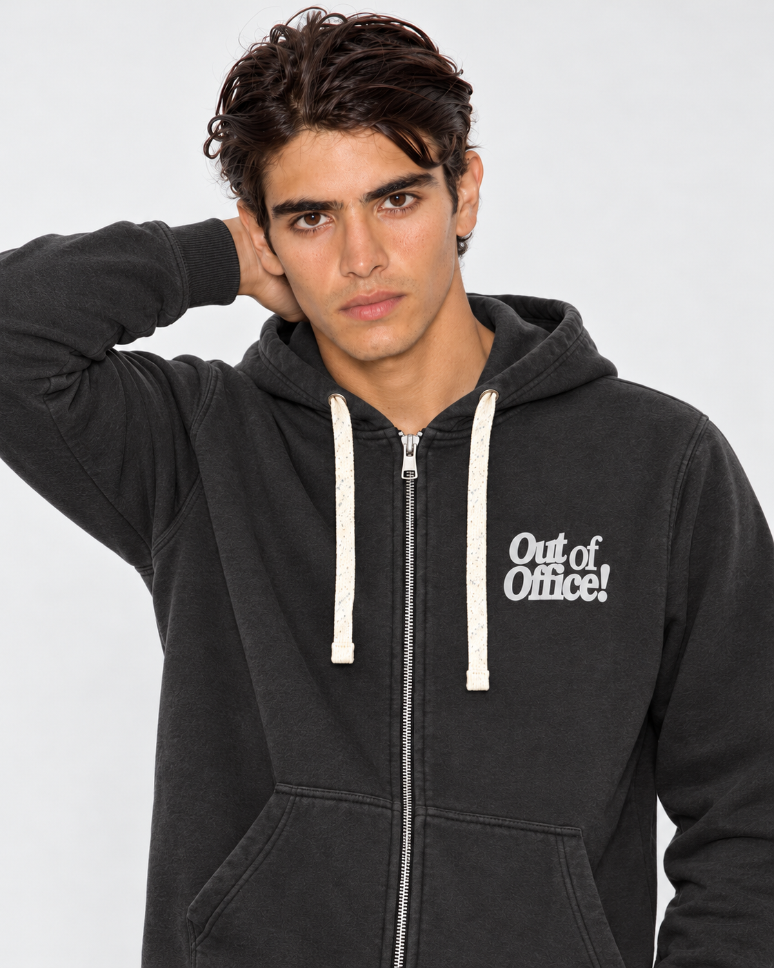 Out of Office Charcoal Zip-Up Hoodie