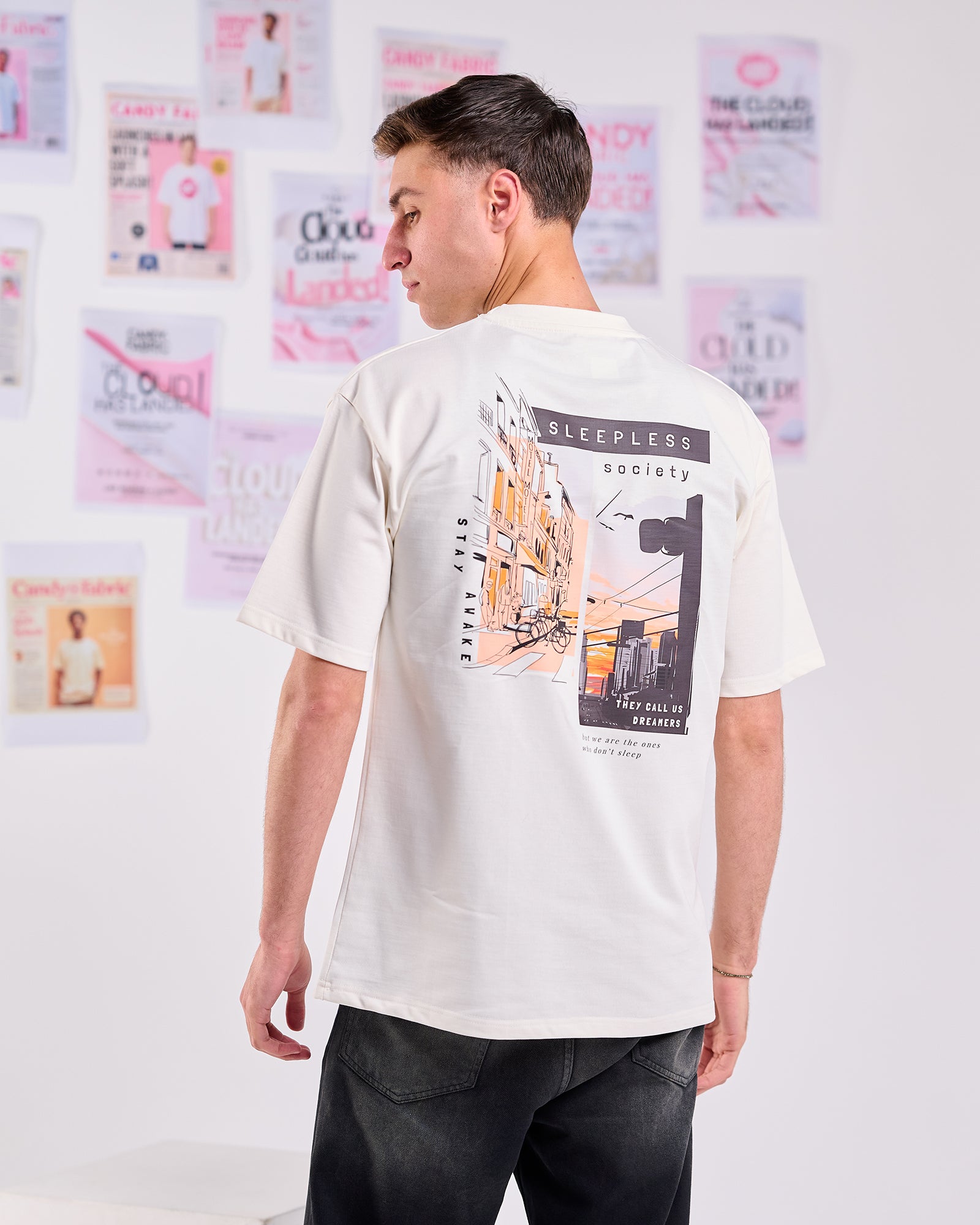Oversize Fit Printed Short Sleeve T-shirt "Sleepless"