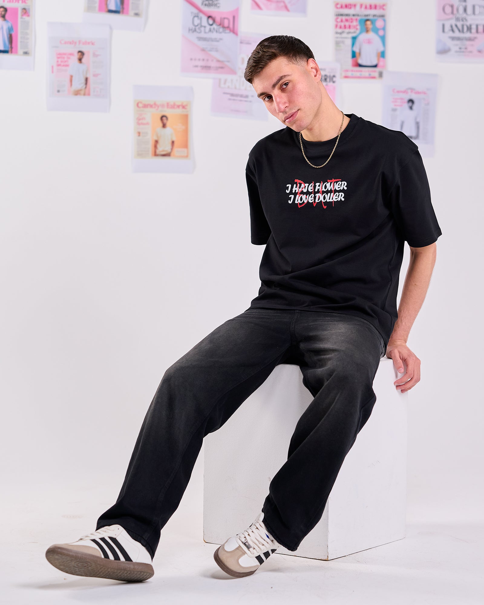 Oversize Fit Printed Short Sleeve T-shirt "I Hate Flower"