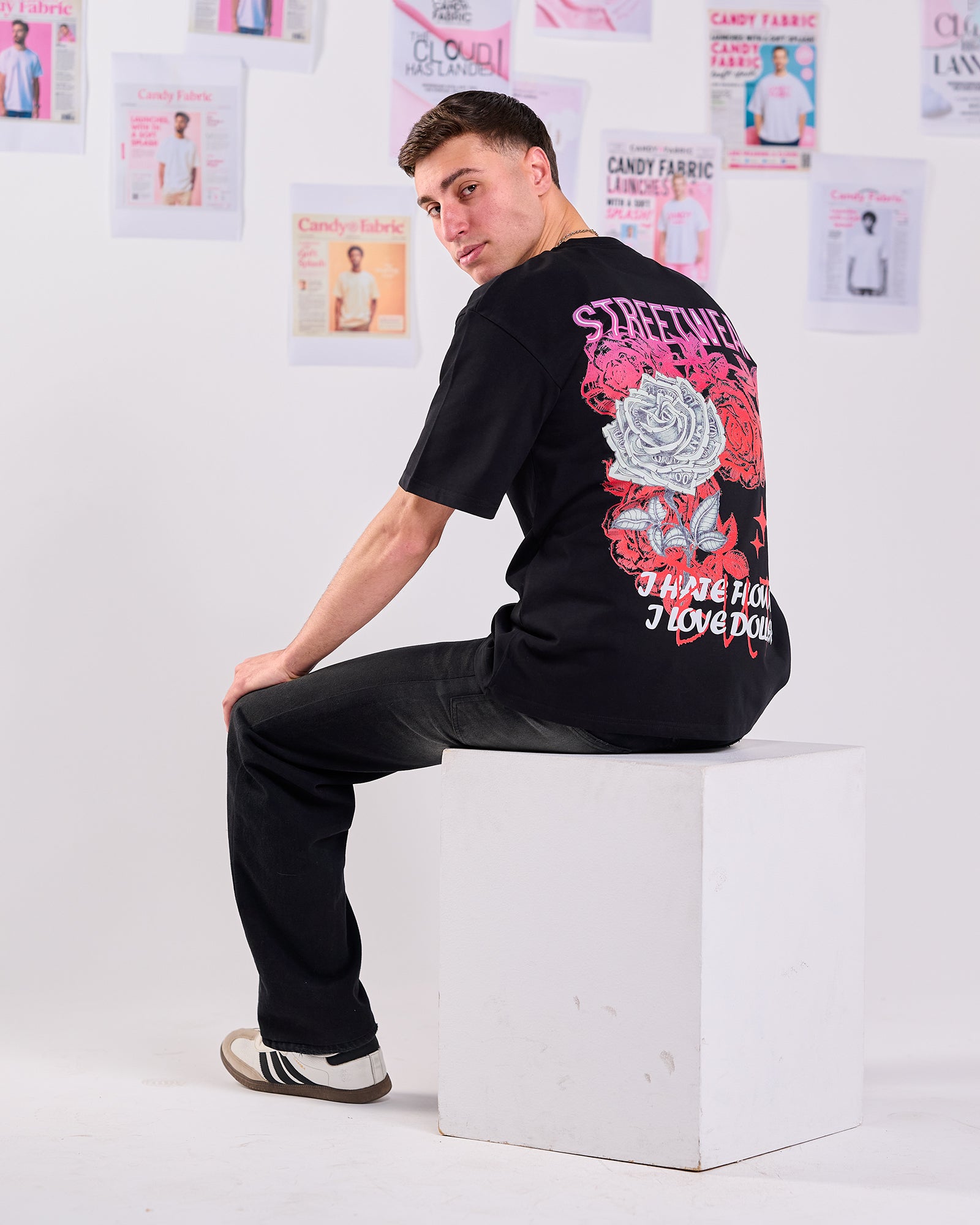 Oversize Fit Printed Short Sleeve T-shirt "I Hate Flower"
