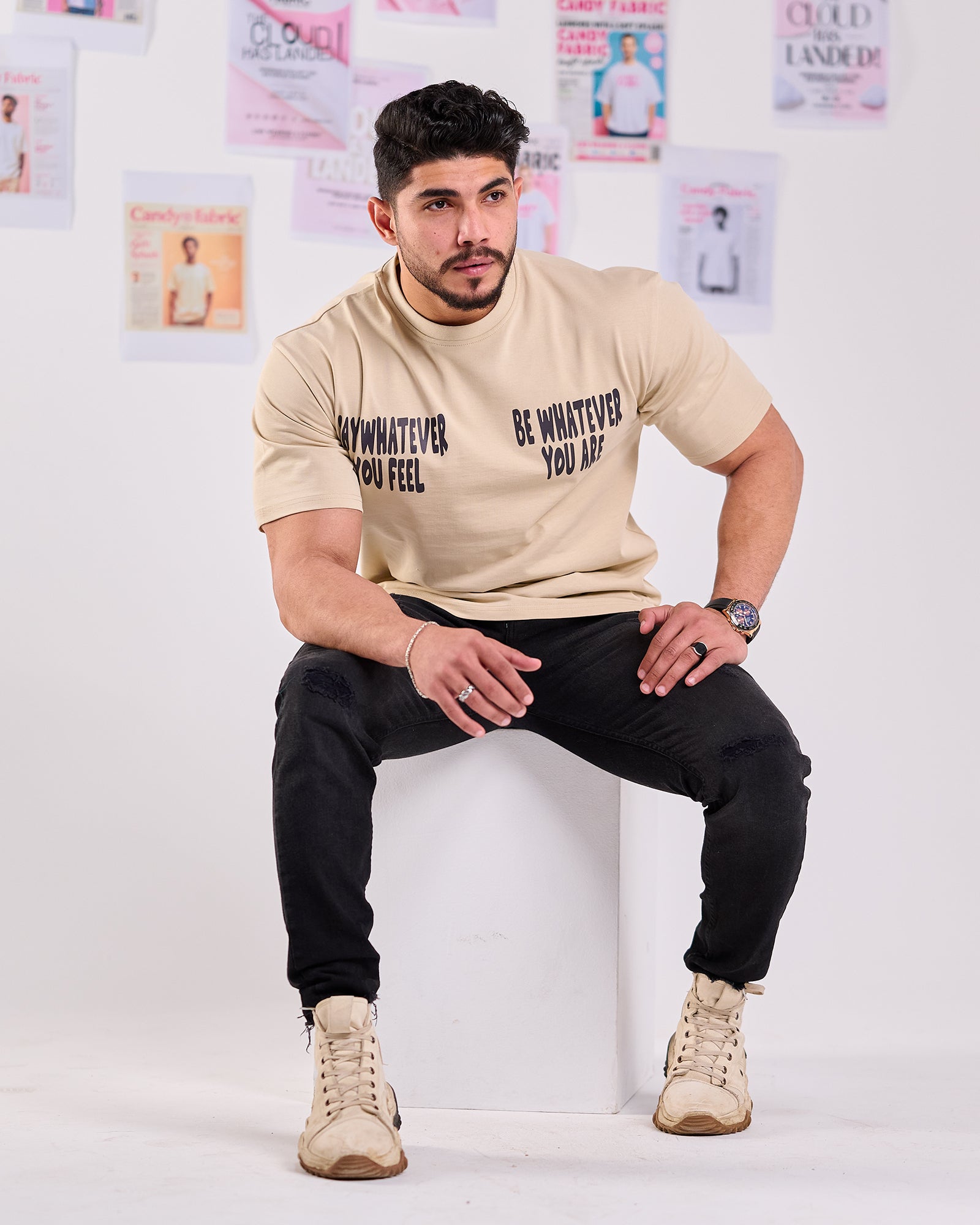 Oversize Fit Printed Short Sleeve T-shirt "You're The Greatest"