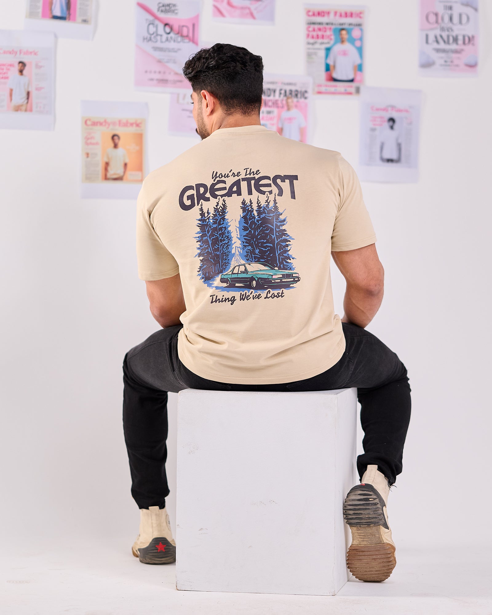 Oversize Fit Printed Short Sleeve T-shirt "You're The Greatest"
