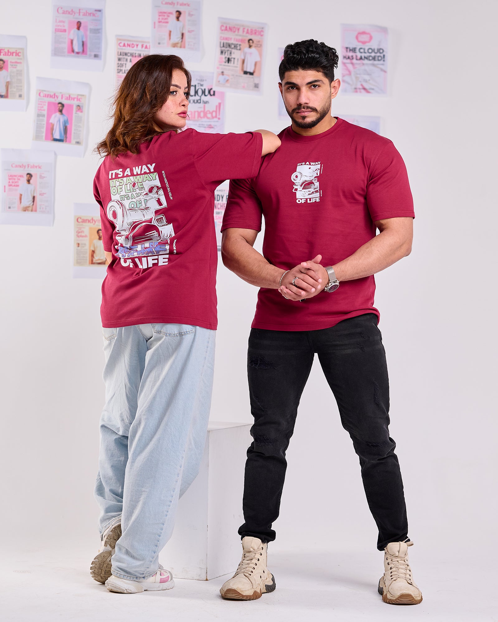 Oversize Fit Printed Short Sleeve T-shirt "It's a Way of Life"