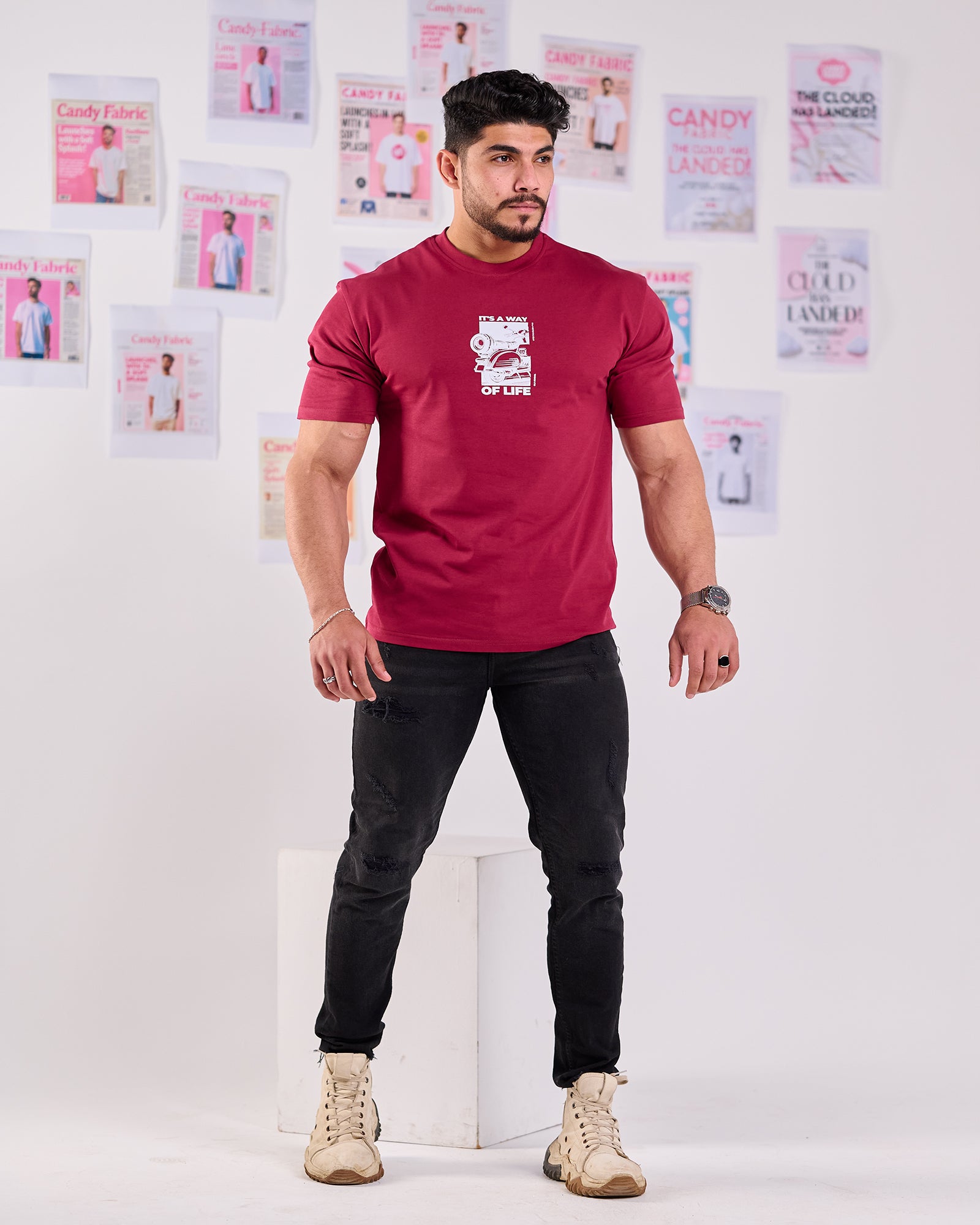 Oversize Fit Printed Short Sleeve T-shirt "It's a Way of Life"