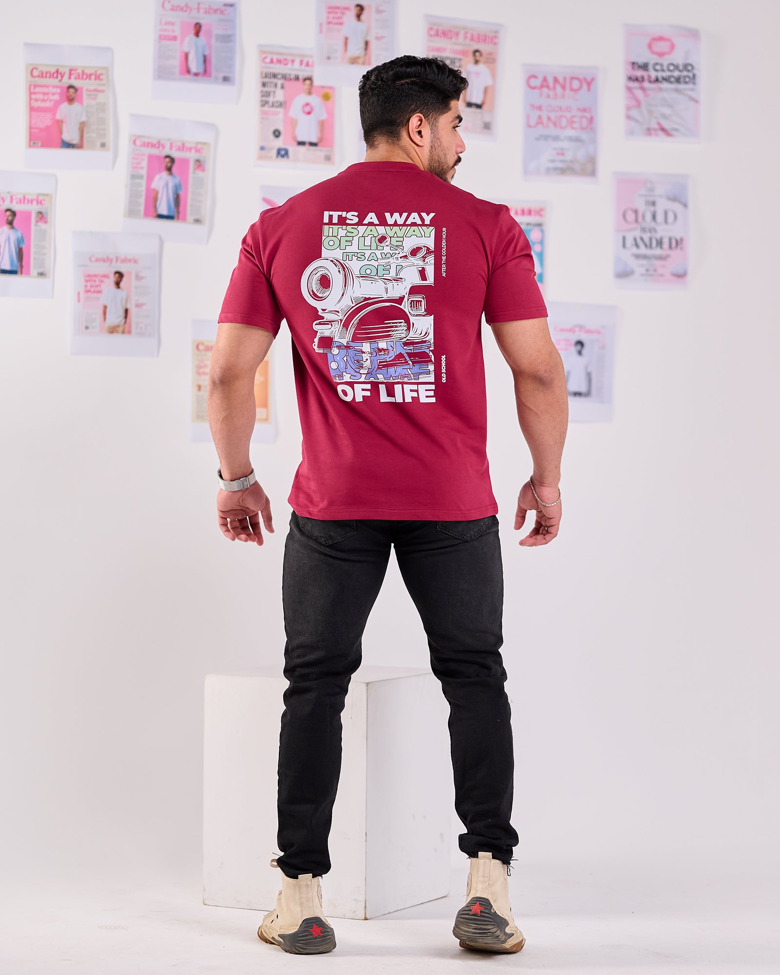Oversize Fit Printed Short Sleeve T-shirt "It's a Way of Life"