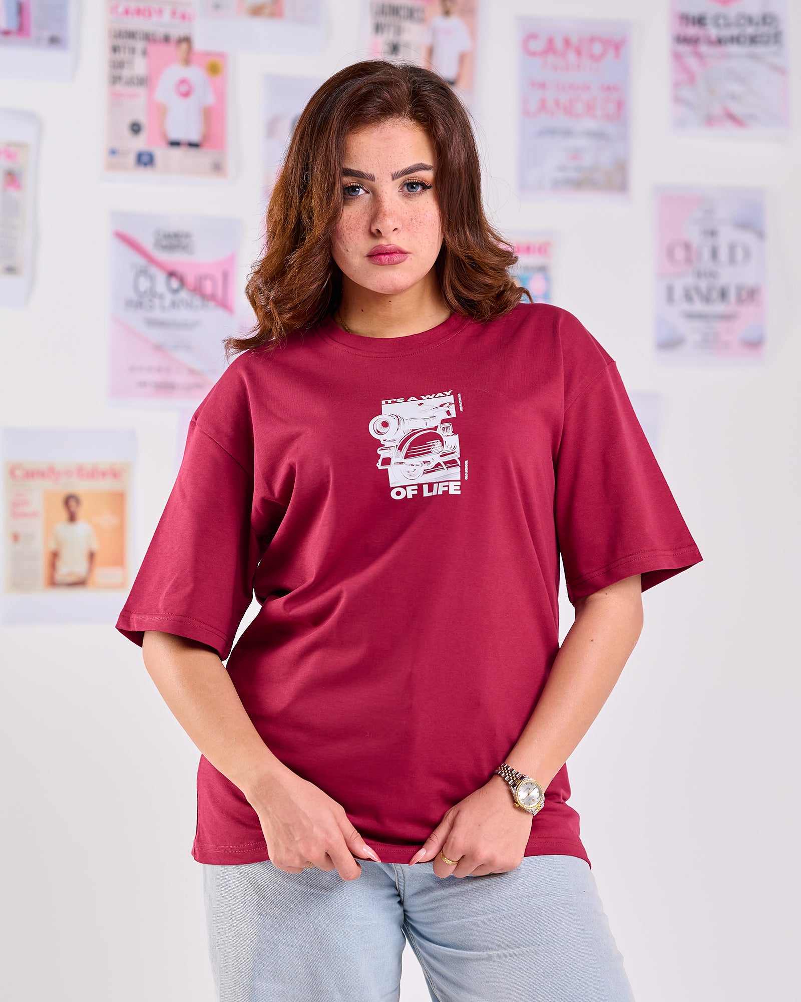 Oversize Fit Printed Short Sleeve T-shirt "It's a Way of Life"