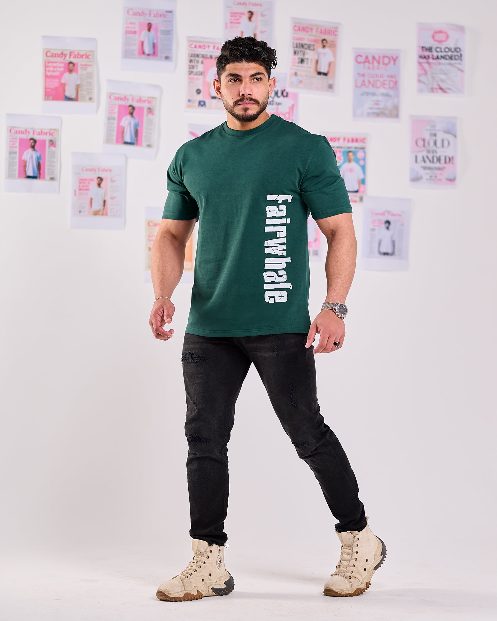 Oversize Fit Printed Short Sleeve T-shirt "FairWhale"
