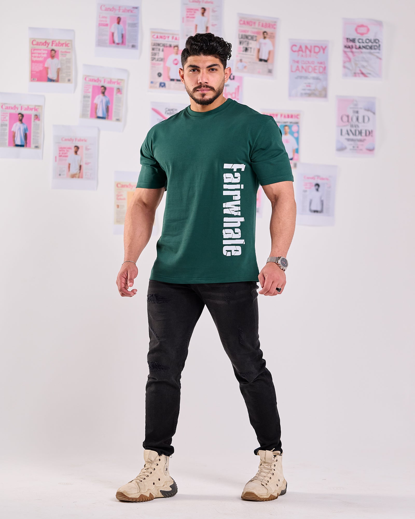 Oversize Fit Printed Short Sleeve T-shirt "FairWhale"